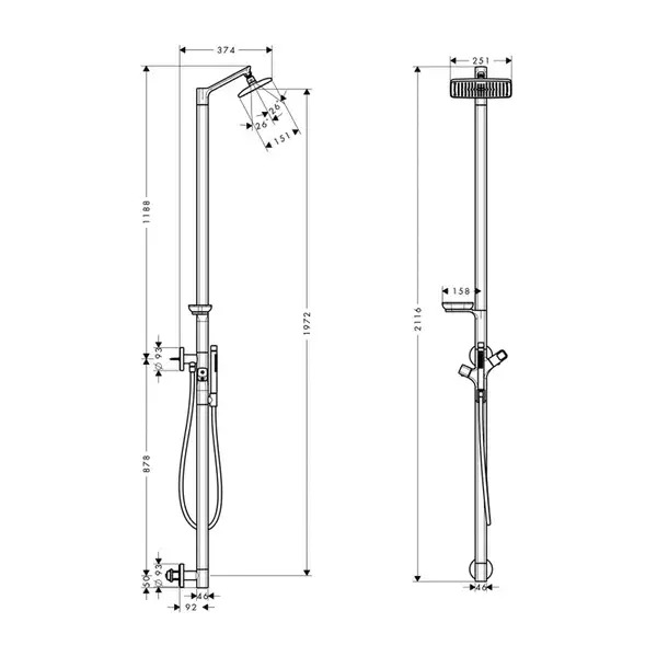 Душевая система с термостатом Axor Urquiola Showerpipe (цвет - хром) (11901000) фото 4 Aquada.com.ua