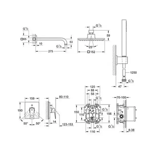 Комплект для душа Grohe Eurocube з Euphoria Cube 152 (23409000)