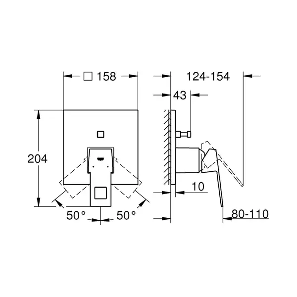 Душевая система скрытого монтажа Grohe Eurocube (цвет - хром) (234090SB) фото 9 Aquada.com.ua
