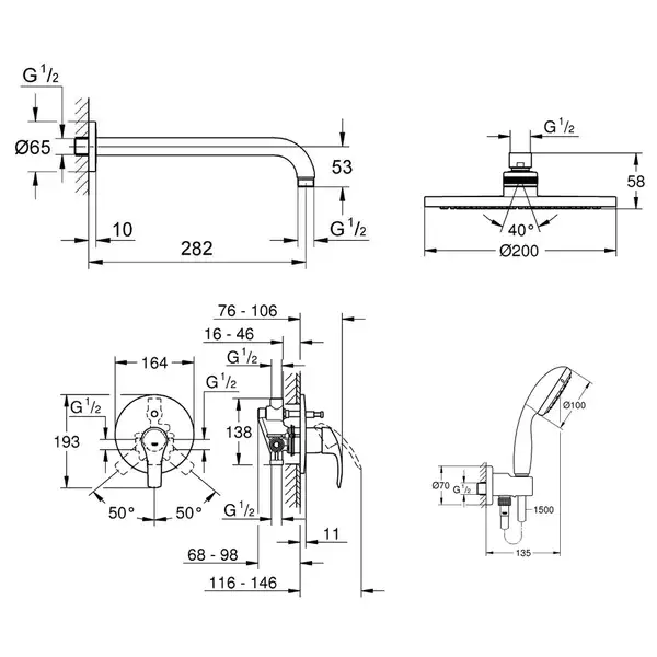GROHE Набор скрытого монтажа для душа Eurosmart (25183004) фото 2 Aquada.com.ua