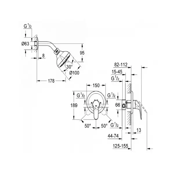 Душовий комплект прихованого монтажу Grohe EX Euroeco New (26000004)