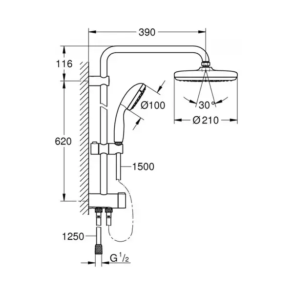 Душова система Grohe New Tempesta Cosmopolitan 210 (26381001)