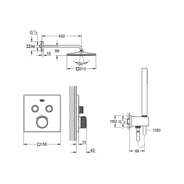 Grohe душевая система grohtherm smartcontrol (26405SC1) (26405SC1) фото 2 Aquada.com.ua