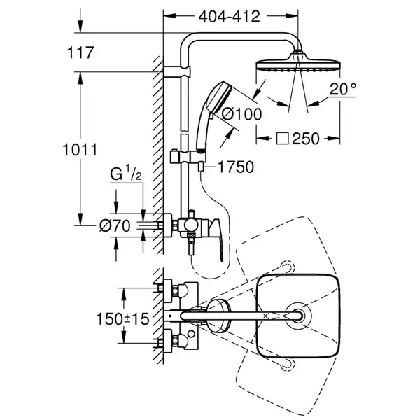Душова система зі змішувачем для душа Grohe New Tempesta Cosmop. System (26692000)