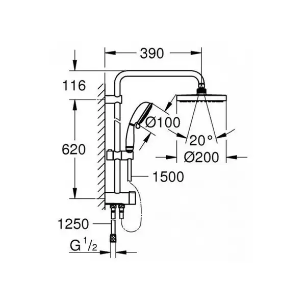Душова система Grohe Tempesta Rustic, хром (27399002)