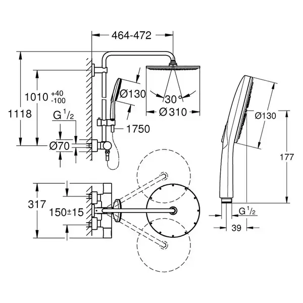 Grohe Rainshower Smartactive 310 Душевая система, хром (27966001)