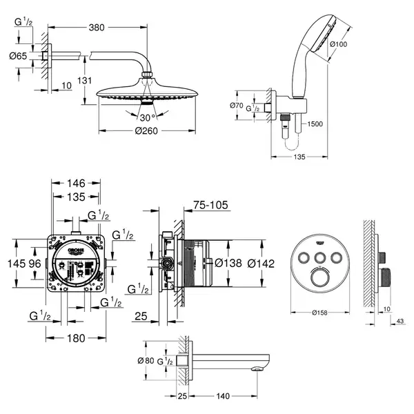 GROHE Набор скрытого монтажа Smartcontrol  (34614SC3) (34614SC3) фото 2 Aquada.com.ua