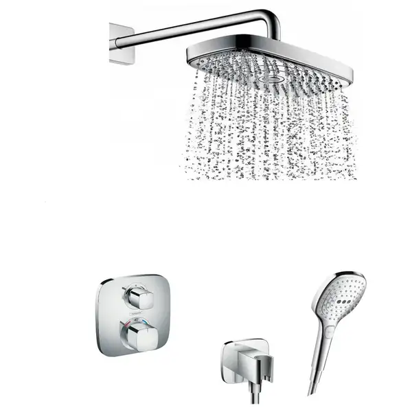 Душевая система скрытого монтажа с термостатом Hansgrohe (цвет - хром) (1570800+27385000+01800180+26485000+26520000+28276000) фото 1 Aquada.com.ua