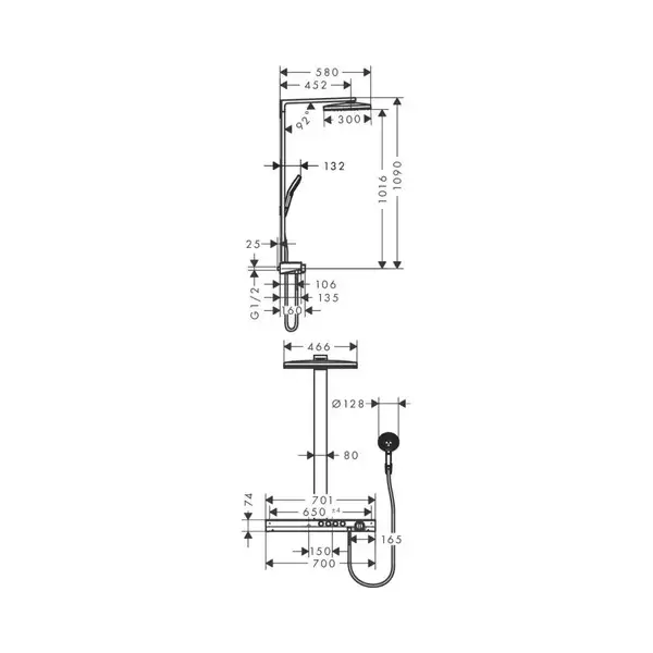 HANSGROHE Душова стійка, Rainmaker Select 460 3jet, хром (27106400)