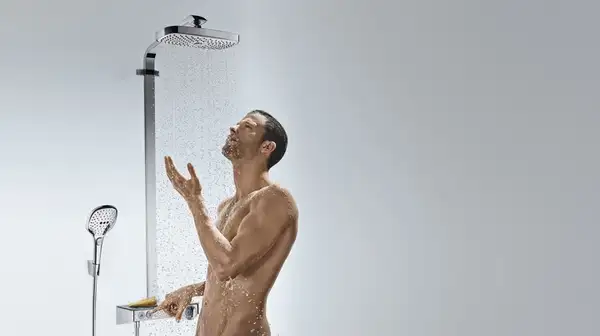 Душевая система с термостатом Hansgrohe Raindance E Showerpipe 300 2jet с ShowerTablet Select 300 (цвет - хром) (27126000) фото 3 Aquada.com.ua