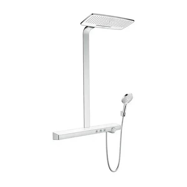 Душевая система с термостатом Hansgrohe Rainmaker Select Rainmaker Select 420 2jet Showerpipe (цвет - хром/белый) (27168400) фото 1 Aquada.com.ua