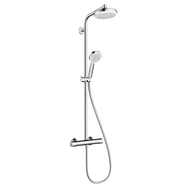 Душова система Hansgrohe Crometta 160 Showerpipe EcoSmart 1jet 9л / хв з термостатом білий / хром (27265400)