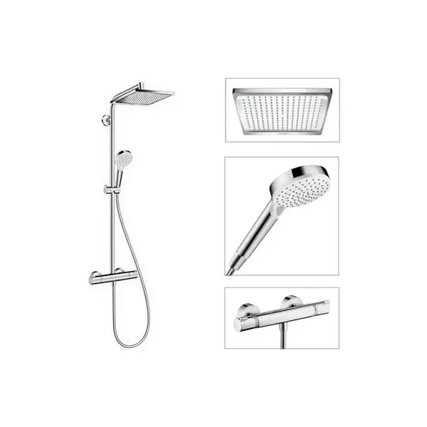 HANSGROHE Душевая система с термостатом, хром Crometta E 240 1jet Showerpipe  (27271000) фото 1 Aquada.com.ua