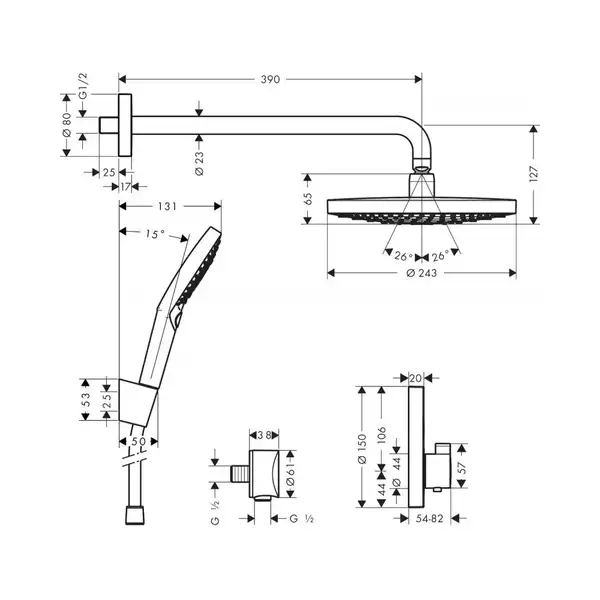 Hansgrohe Raindance Select S Душевой комплект, хром (27297000)