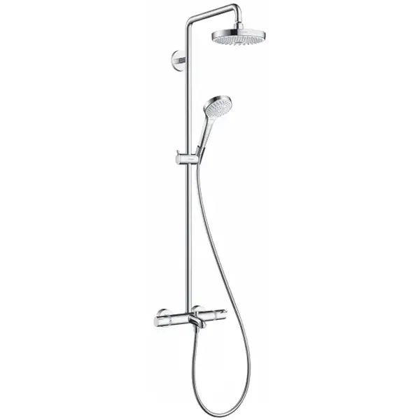 Душевая система с термостатом Hansgrohe Croma Select S Showerpipe 180 2jet (цвет - хром/белый) (27351400) фото 1 Aquada.com.ua