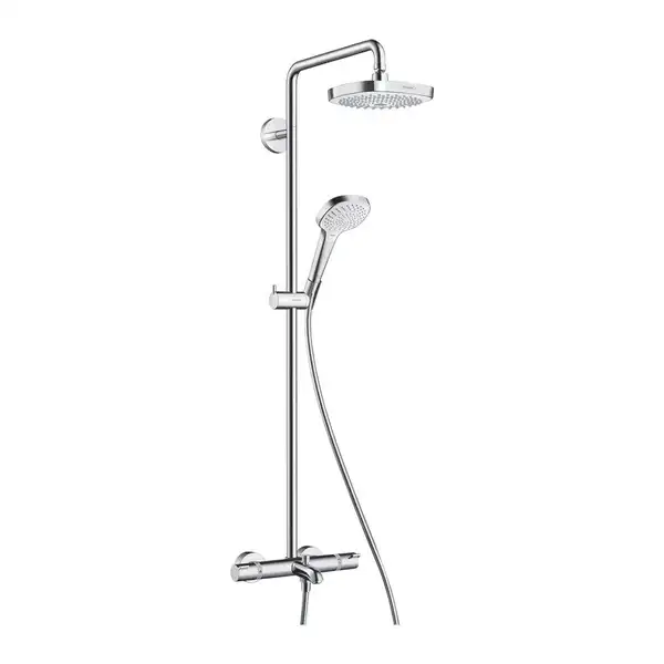 Душова система Hansgrohe Croma Select E Showerpipe 180 2jet з термостатом для ванни, хром / білий (27352400)