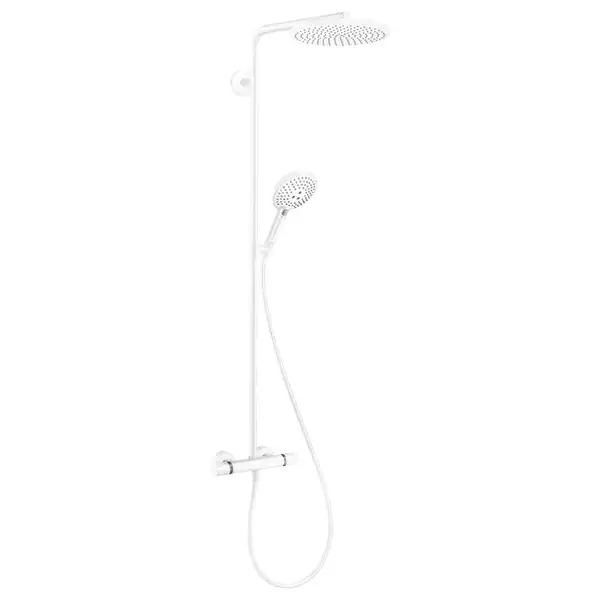 Душевая система с термостатом Hansgrohe Raindance Select S Showerpipe 240 1jet PowderRain (цвет - белый матовый) (27633700) фото 2 Aquada.com.ua