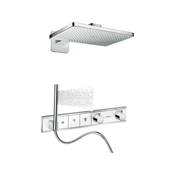 Душевая система скрытого монтажа с термостатом Hansgrohe rainselect 460 х 300 2jett (наружная и скрытые части) (35275002) фото 1 Aquada.com.ua