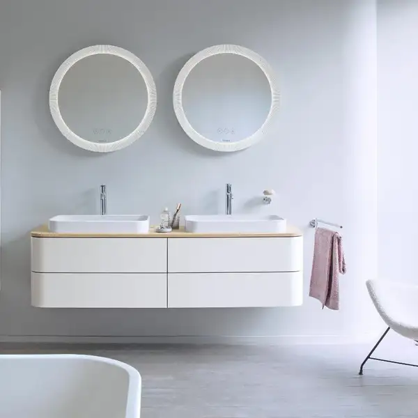 Комплект зеркал (2 штуки) с LED подсветкой версия «icon» Duravit Happy D.2 Plus Ø 70 см (HP7487G0000) фото 4 Aquada.com.ua