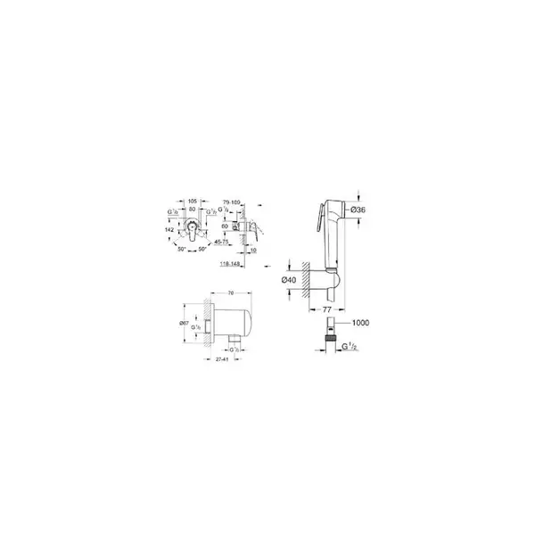 Grohe Набор BauFlow 3 в 1 для туалета (121645) фото 2 Aquada.com.ua