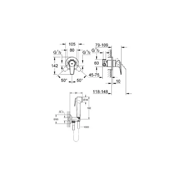 Grohe Комплект BauFlow 2 в 1 для туалета (121646) фото 2 Aquada.com.ua