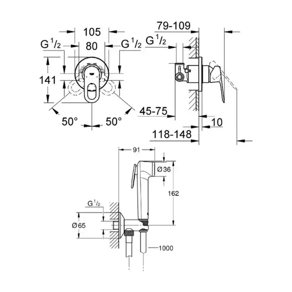 Grohe BauLoop Комплект гігієнічного душу, хром (2904200B)