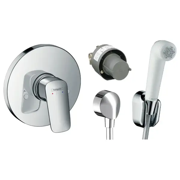 Набор смесителей для гигиенического душа Hansgrohe (цвет - хром/белый) (3А151218) фото 1 Aquada.com.ua
