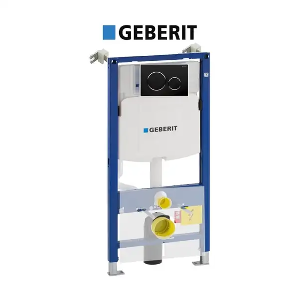 Инсталляция Geberit Duofix UP320 (4-в-1) комплект клавиша чорная (111.300.00.5 + 115.882.KM.1) фото 1 Aquada.com.ua