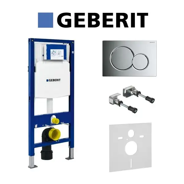 Инсталляция Geberit Duofix (3-в-1) в комплекте с клавишей Sigma 01, хром/глянцевый (111.300.00.5+156.050.00.1+111.815.00.1+115.770.21.5) фото 1 Aquada.com.ua