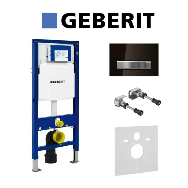 Инсталляция Geberit Duofix (3-в-1) в комплекте с клавишей Sigma 50, стекло цвета умбры (111.300.00.5+156.050.00.1+111.815.00.1+115.788.SQ.5) фото 1 Aquada.com.ua