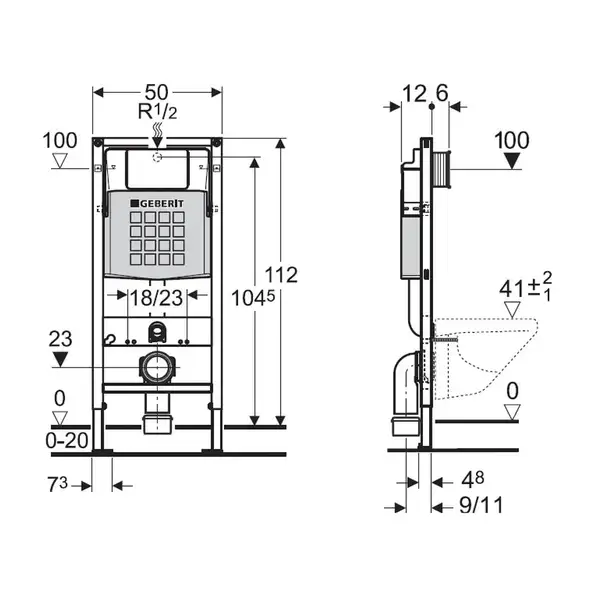 Инсталляция Geberit Duofix (3-в-1) в комплекте с клавишей Sigma 20, белый/хром (111.300.00.5+156.050.00.1+111.815.00.1+115.882.KJ.1) фото 2 Aquada.com.ua