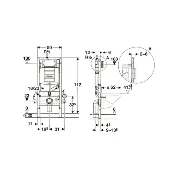 Инсталляция Geberit Duofix (3-в-1) в комплекте с клавишей Sigma 40 (функция поглащения запахов), черный/мат/алюминий (111.370.00.5+156.050.00.1+111.815.00.1+115.600.KR.1) фото 4 Aquada.com.ua