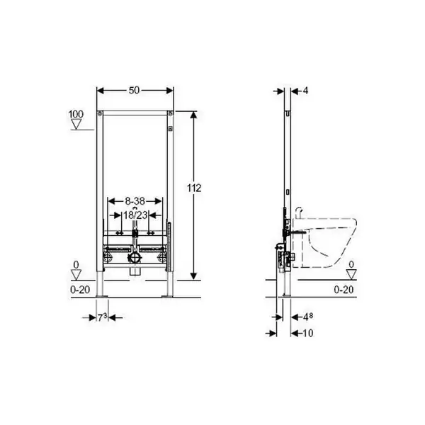 Geberit Duofix Инсталляция для подвесного биде (111.520.00.1)