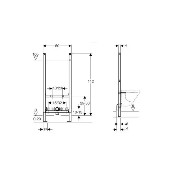 GEBERIT DUOFIX инсталляция для биде, 112 см, универсальный (111.534.00.1) фото 2 Aquada.com.ua