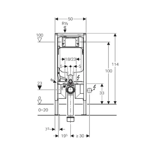 Инсталляция для подвесного унитаза GEBERIT Duofix UP720 3в1 (без клавиши) (111.796.00.1 + 111.835.00.1 + 156.050.00.1) фото 3 Aquada.com.ua
