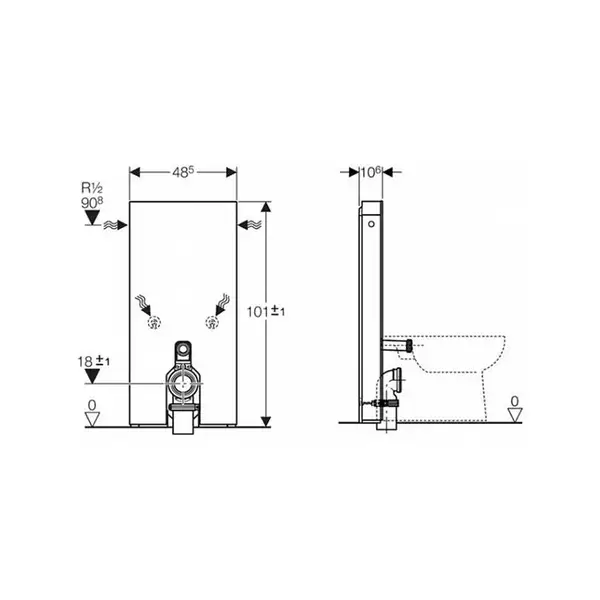 Инсталляция для напольного унитаза GEBERIT Monolith Premium 131.001.SJ.1 (стекло черное) (131.001.SJ.1) фото 3 Aquada.com.ua