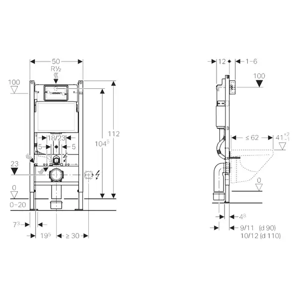 Geberit Duofix Монтажный комплект для унитаза, H112 (458.126.00.1)