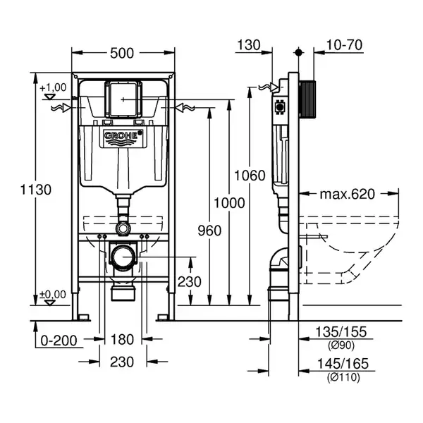 GROHE Инсталяционная система для унитаза Rapid SL (38528001) фото 2 Aquada.com.ua