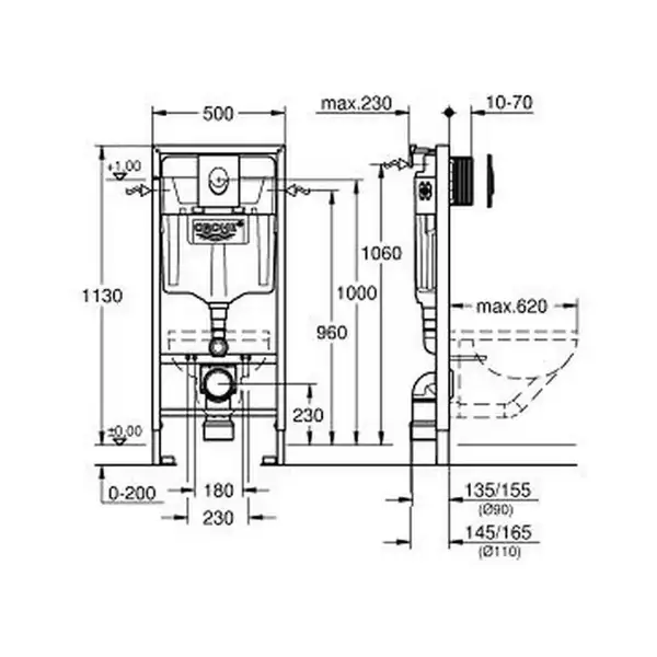 Grohe Rapid SL Система инсталляции для унитаза, хром (38721001)