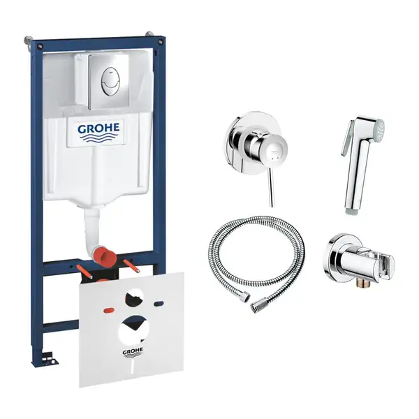 Комплект Grohe инсталляция Rapid SL 38721001 + набор для гигиенического душа со смесителем BauClassic 111048 (38721001111048)