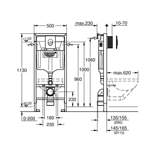Grohe Rapid SL Инсталляция для унитаза 3в1, белая (38722001)