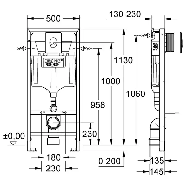 Grohe Rapid SL Инсталляция для унитаза 3в1, белая (38722001)