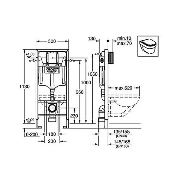 Grohe Rapid SL Инсталляция для унитаза 3в1, белая (38722001)