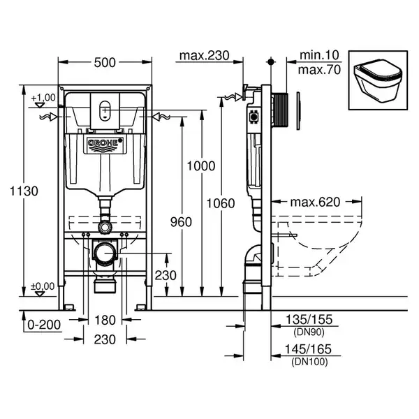 Grohe Rapid SL Система инсталляции 3 в 1, хром (38772001)