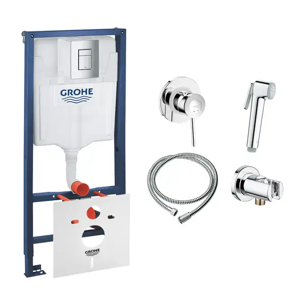 Комплект Grohe инсталляция Rapid SL 38772001 + набор для гигиенического душа со смесителем BauClassic 111048 (38772001111048)