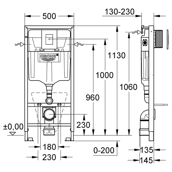 Grohe Fresh Rapid SL Инсталляционный комплект 5в1, хром (38827000)
