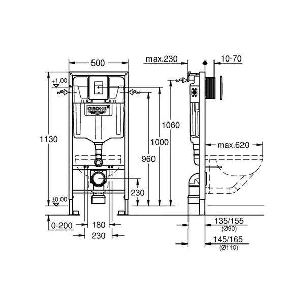 Grohe Fresh Rapid SL Инсталляционный комплект 5в1, хром (38827000)