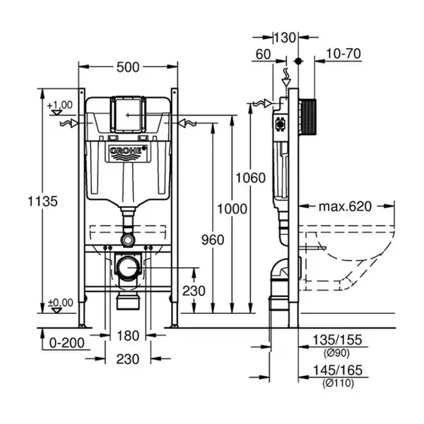 Grohe Rapid SL 3 в 1 Инсталляция для унитаза (3884000G)