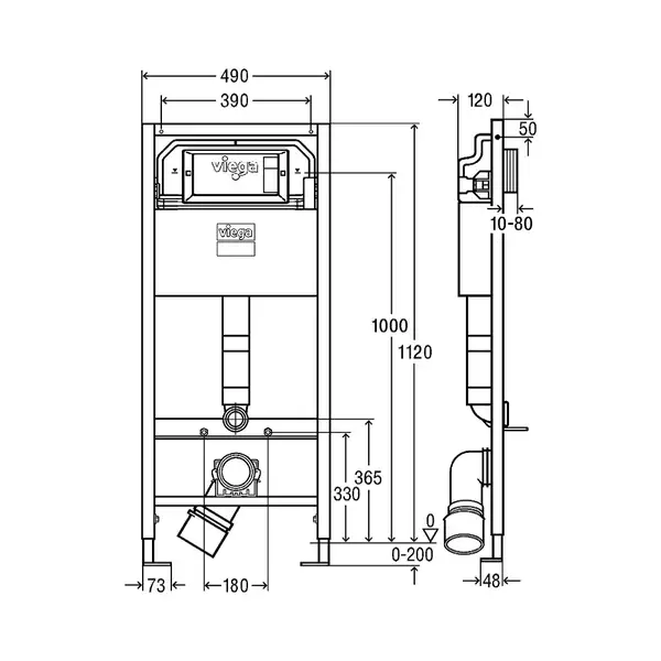 Инсталляция для унитаза Viega Prevista Dry с кнопкой Style 23 черный цвет (771997 + 773175) фото 4 Aquada.com.ua