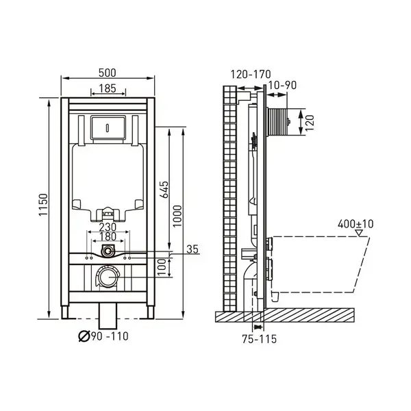VOLLE MASTER комплект инсталляции 4в1, клавиша хром (141515) фото 2 Aquada.com.ua